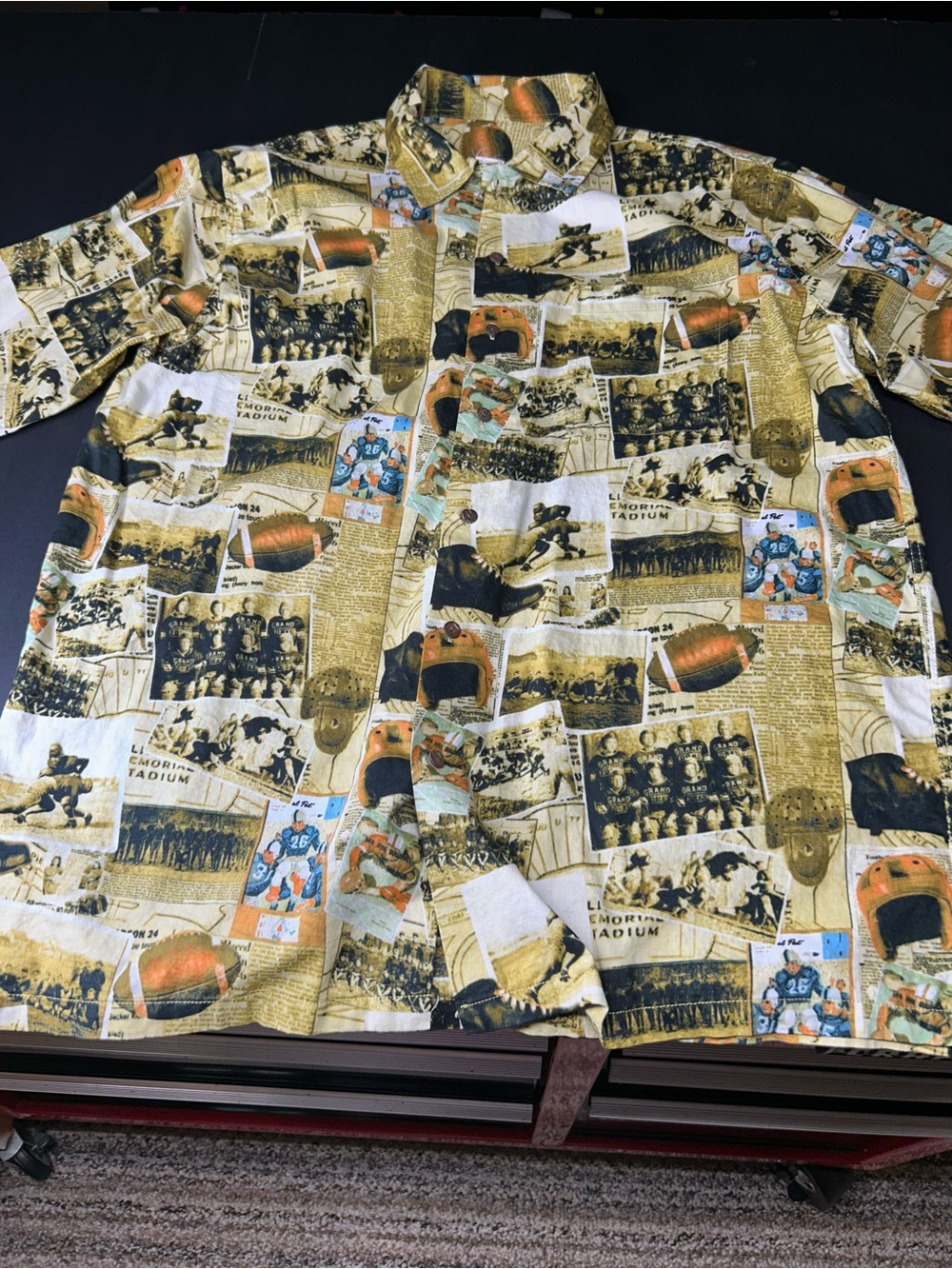 Football Newspaper ALL OVER PRINT Men’s XXL Casual Button Shirt